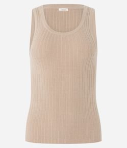 Blusa Regata em Tricot com Textura Canelada