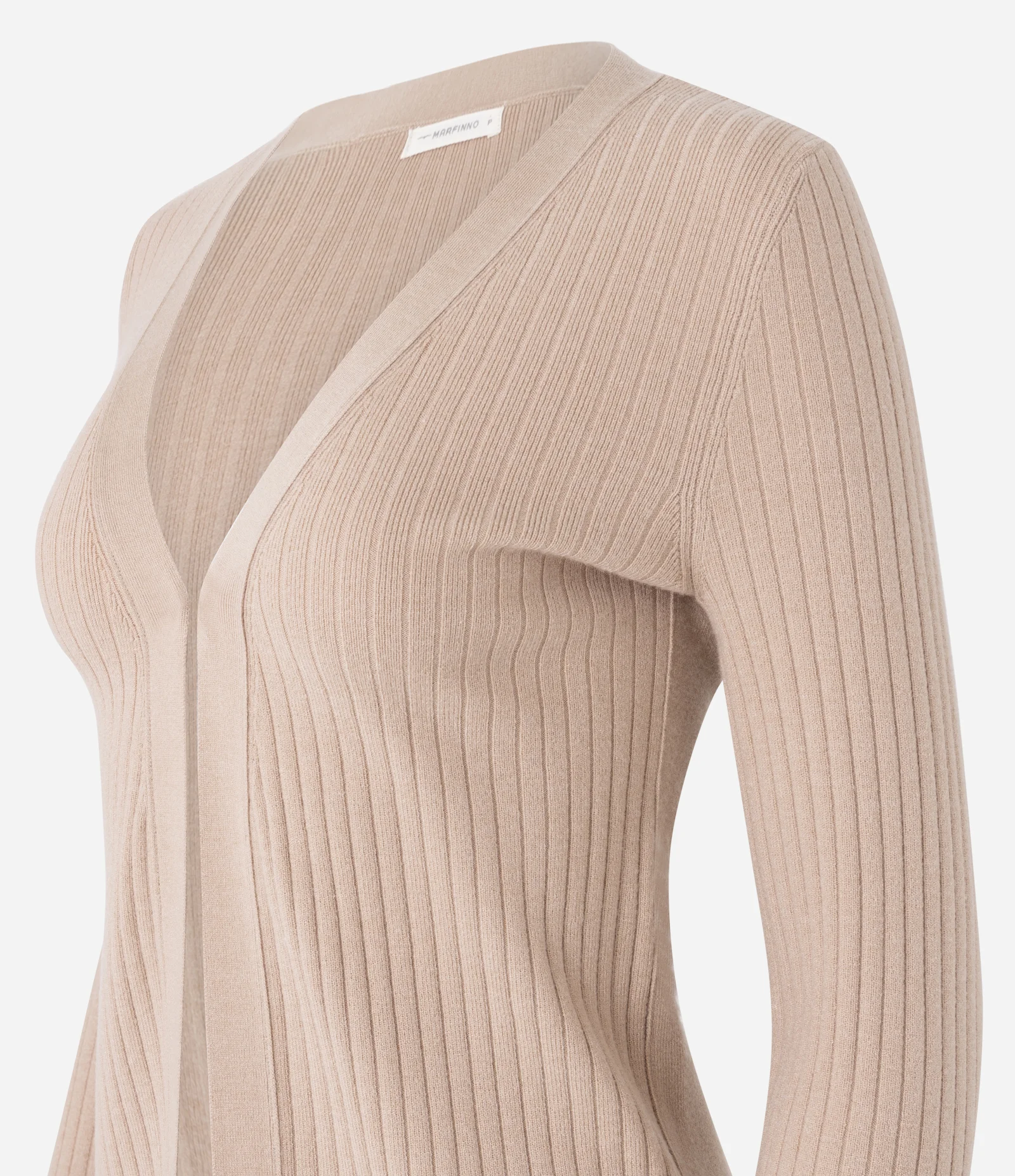 Cardigan Alongado em Tricot com Textura Canelada Bege 2