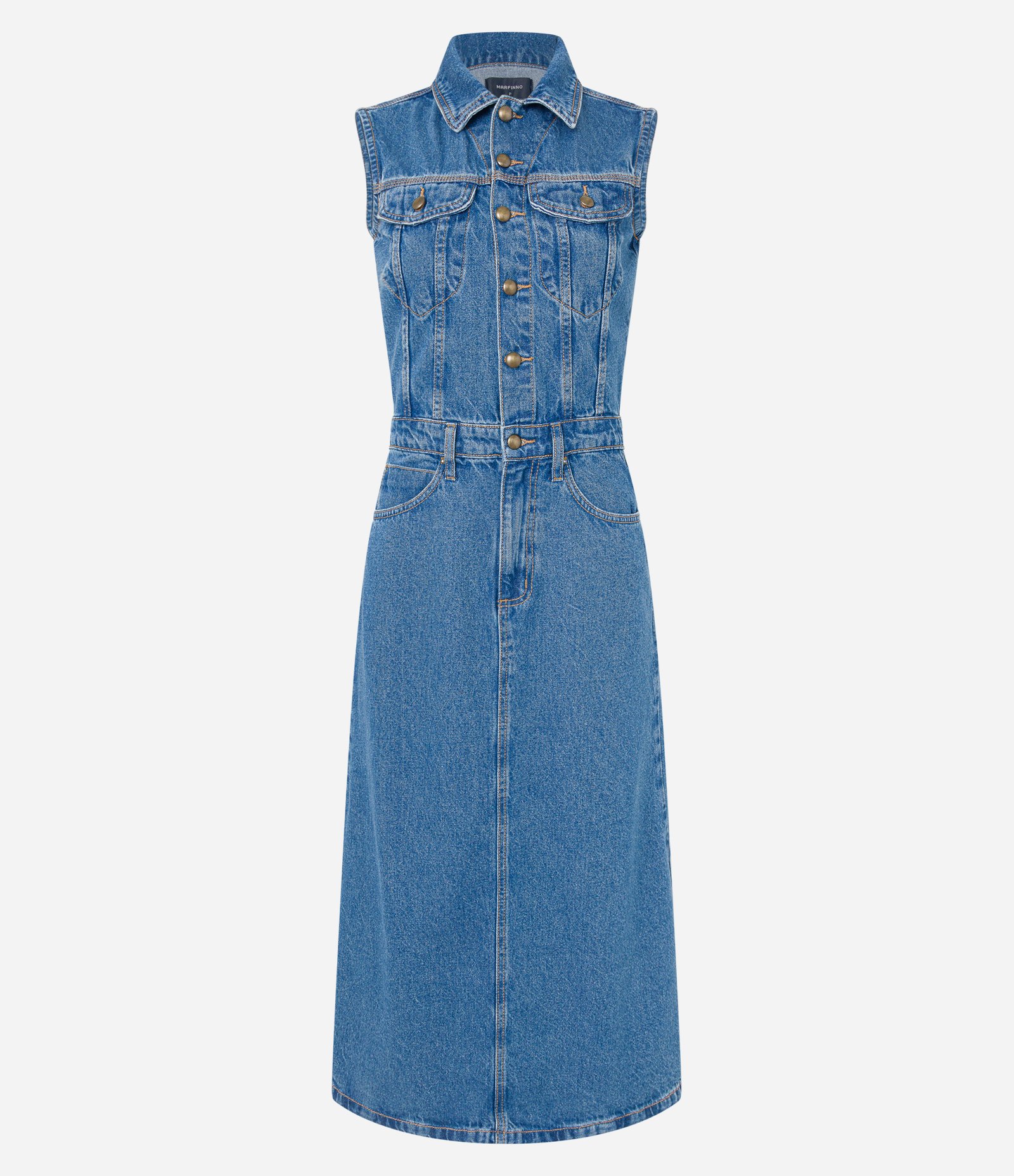 Vestido Longo em Jeans com Bolsos e Botões Frontais Azul 5