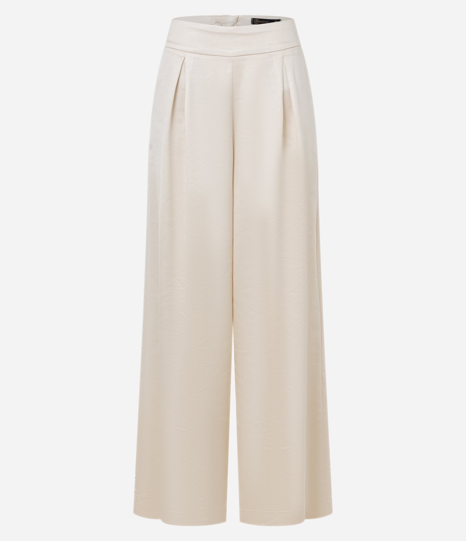 Calça Pantalona Acetinada com Pregas Champagne 5