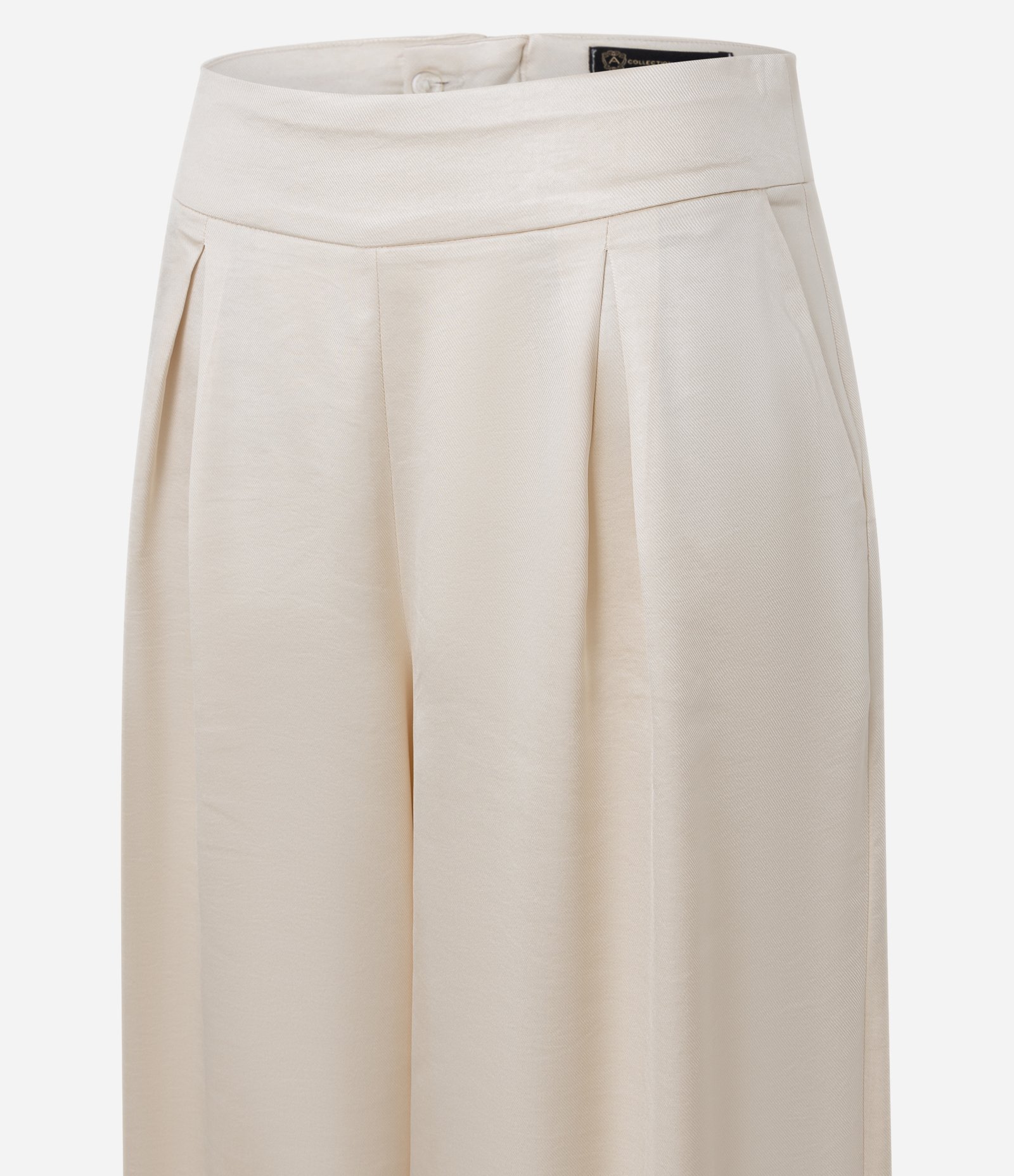 Calça Pantalona Acetinada com Pregas Champagne 6