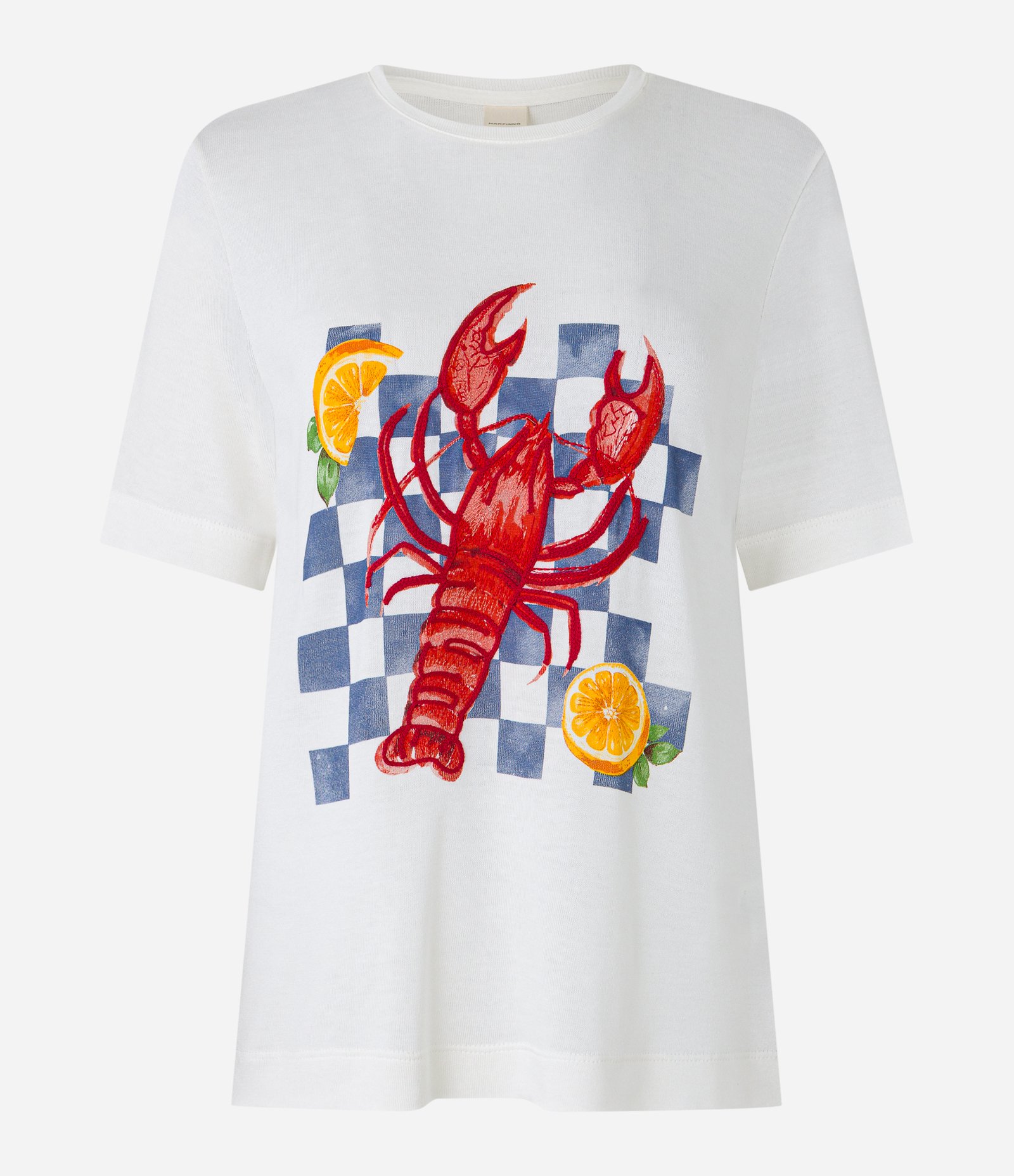 Camiseta em Malha de Viscose com Estampa Lagosta Branco Neve 5