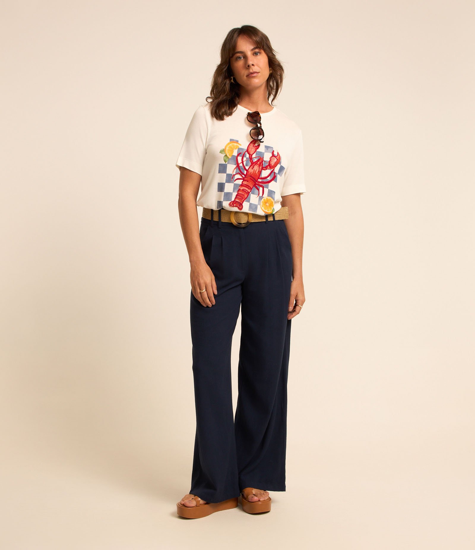 Camiseta em Malha de Viscose com Estampa Lagosta Branco Neve 3