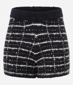 Short com Textura e Estampa Xadrez