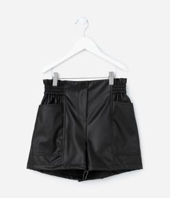 Short Clochard Infantil em Pu com Bolsos - Tam 5 a 14 Anos