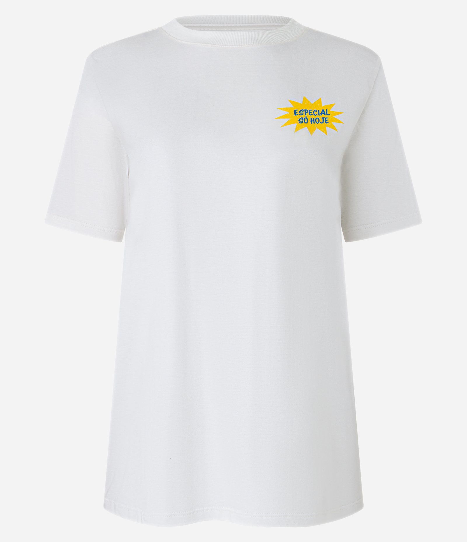Camiseta Alongada em Algodão com Estampa Cartaz Frango Assado Branco 1