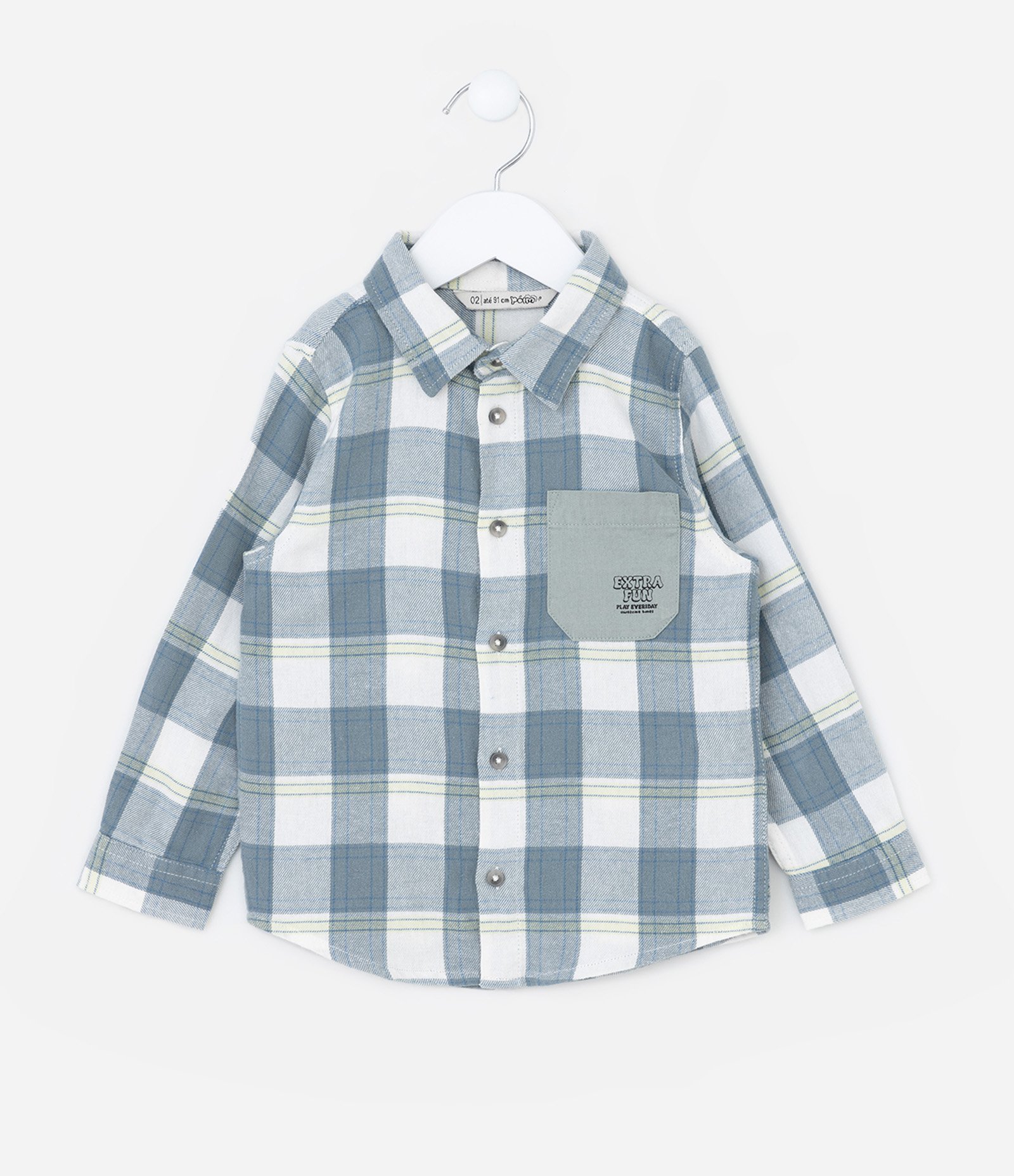 Camisa Infantil em Flanela com Estampa Xadrez - Tam 1 a 5 Anos Azul 1