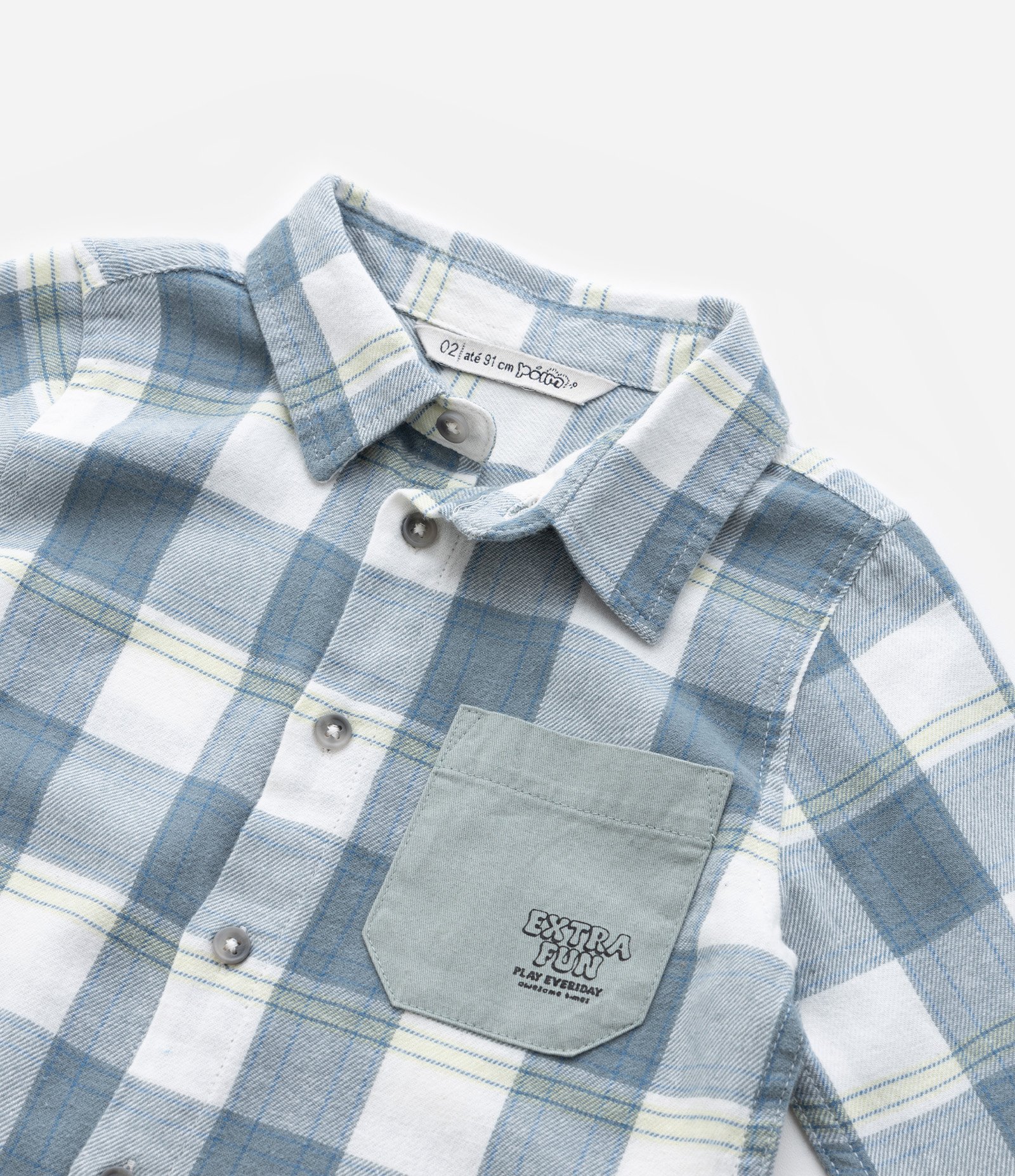 Camisa Infantil em Flanela com Estampa Xadrez - Tam 1 a 5 Anos Azul 6