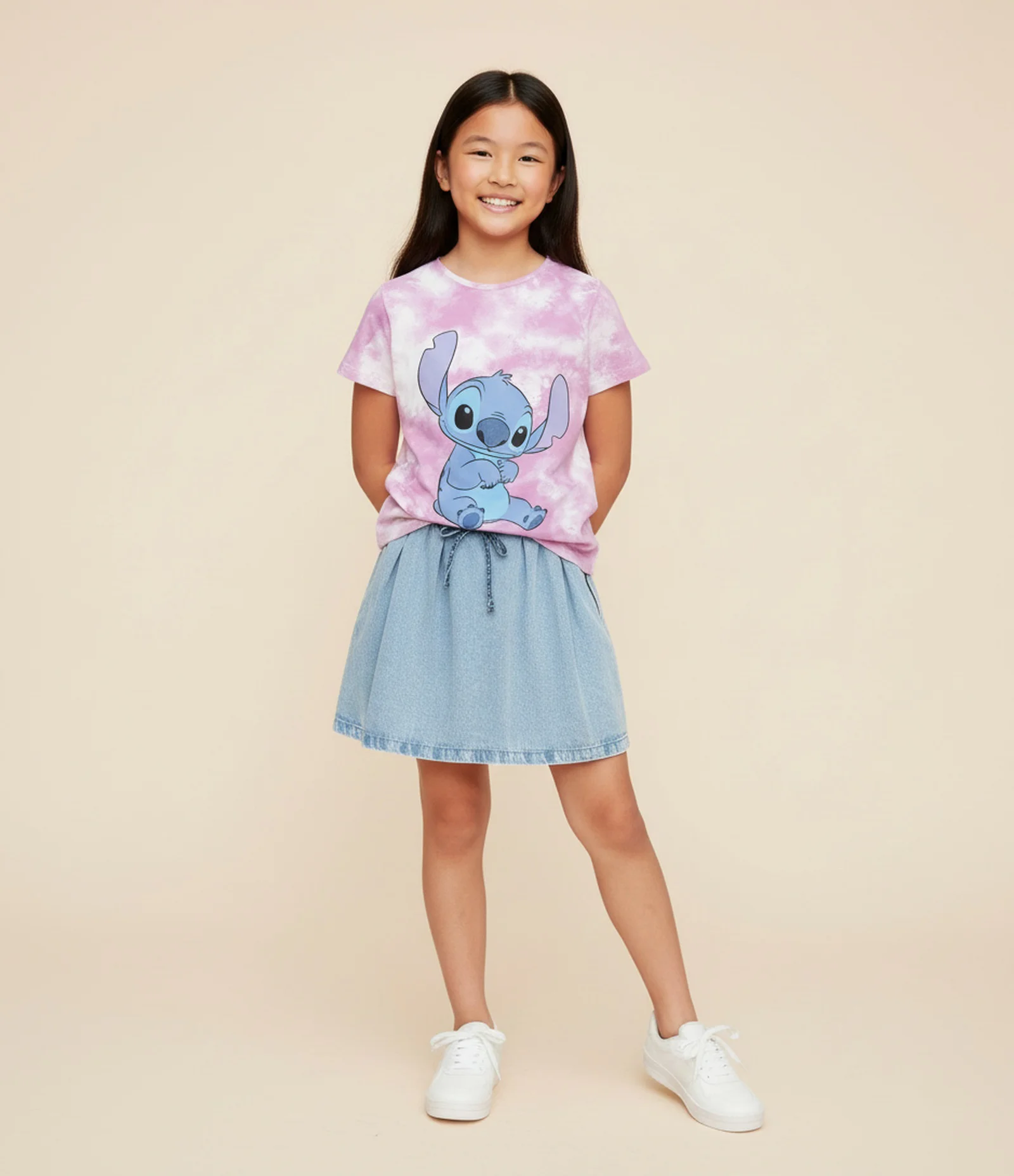Camiseta Infantil com Estampa do Stitch - Tam 5 a 14 Anos Rosa 1