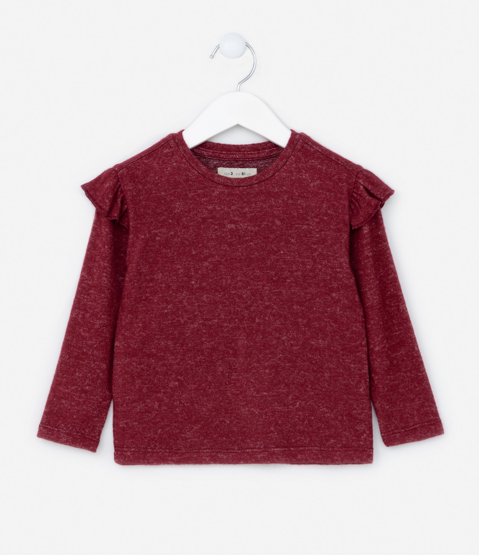 Blusa Infantil em Tricô com Babadinhos - Tam 1 a 5 Anos Vermelho 1