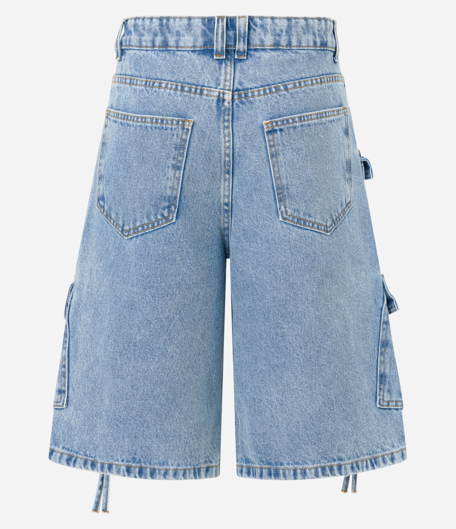 Bermuda Jorts Jeans com Bolsos Cargo Laterais Azul Claro 6