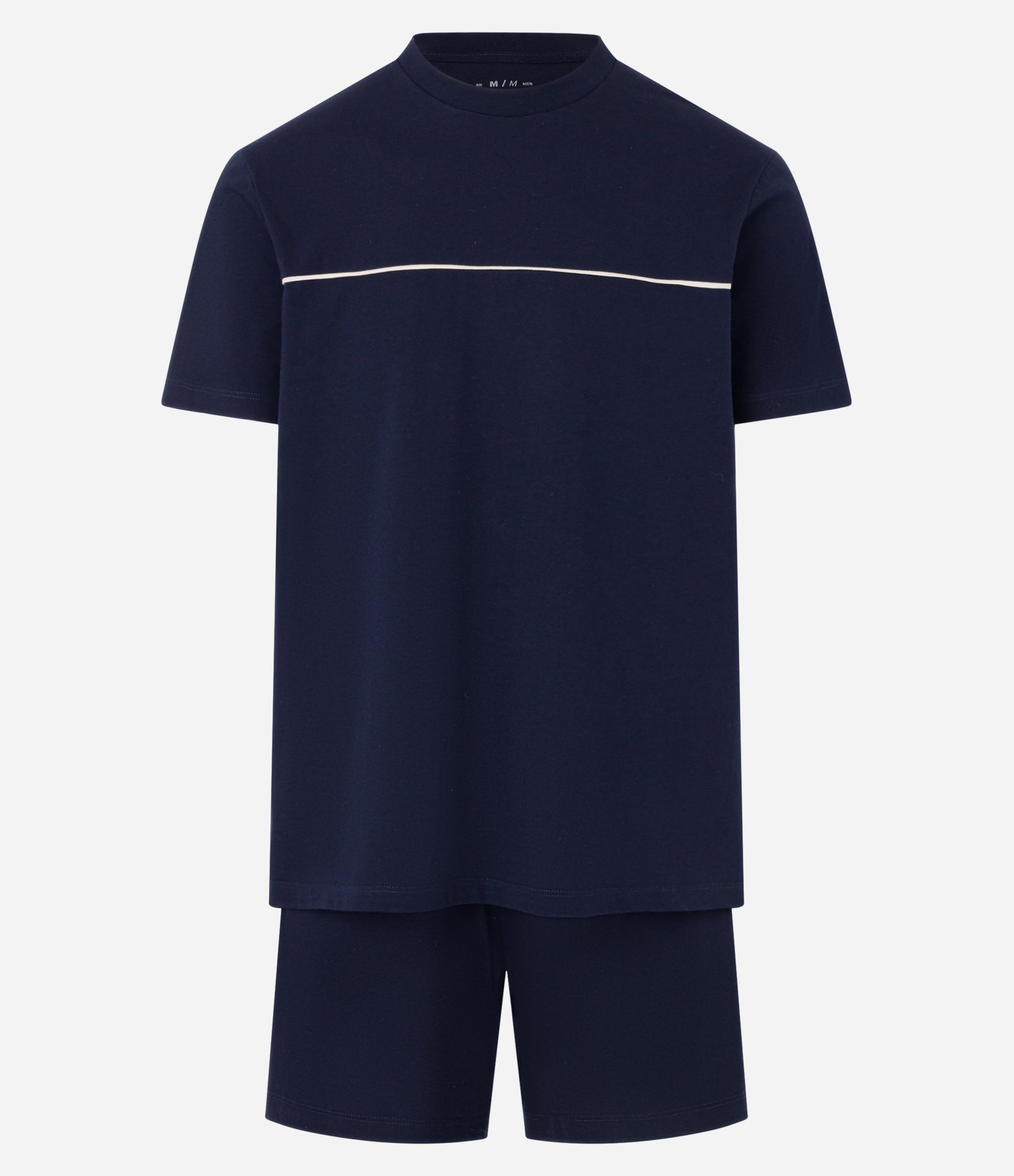 Pijama Curto em Algodão com Detalhes e Recorte Azul Marinho 5
