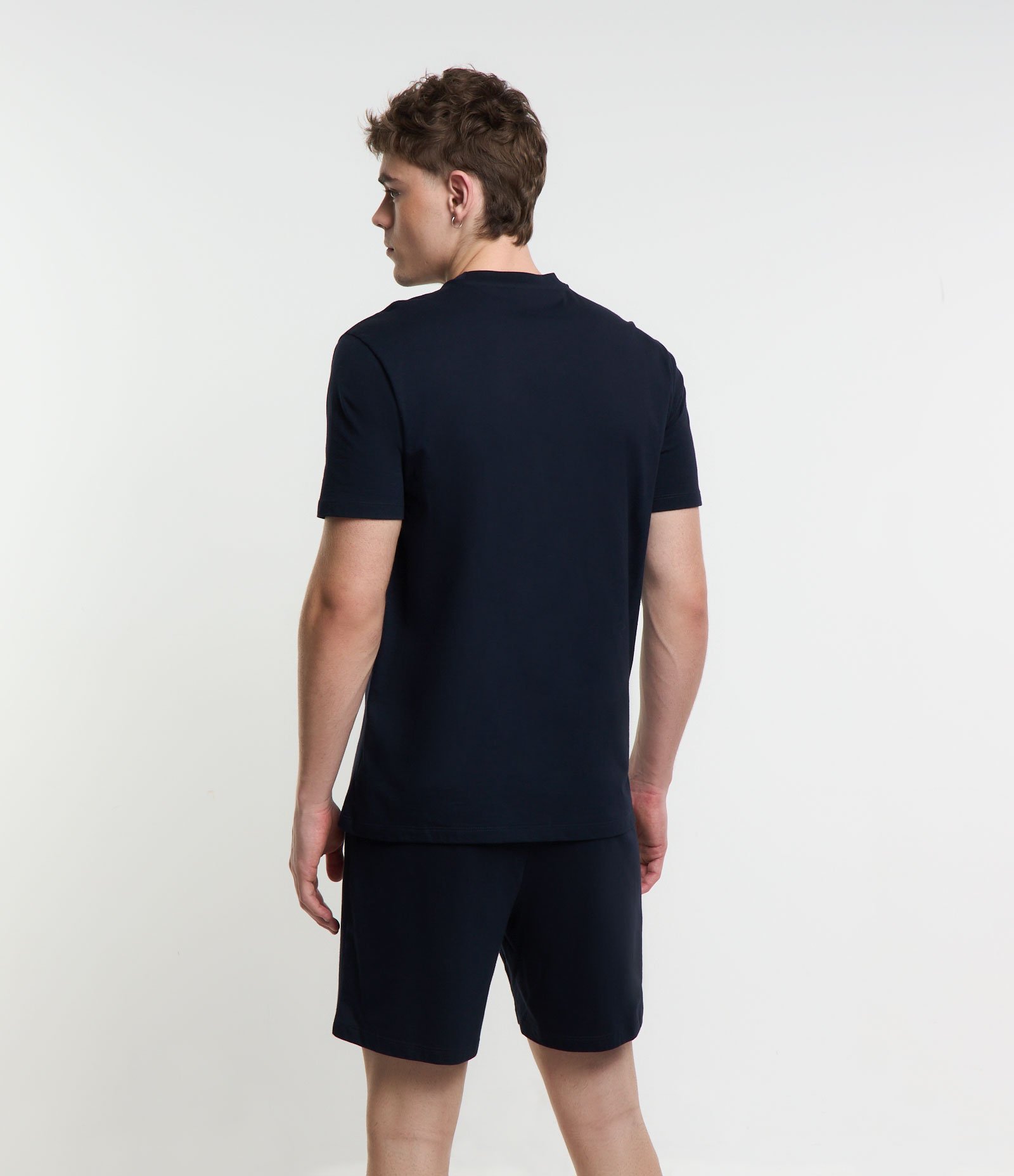 Pijama Curto em Algodão com Detalhes e Recorte Azul Marinho 2