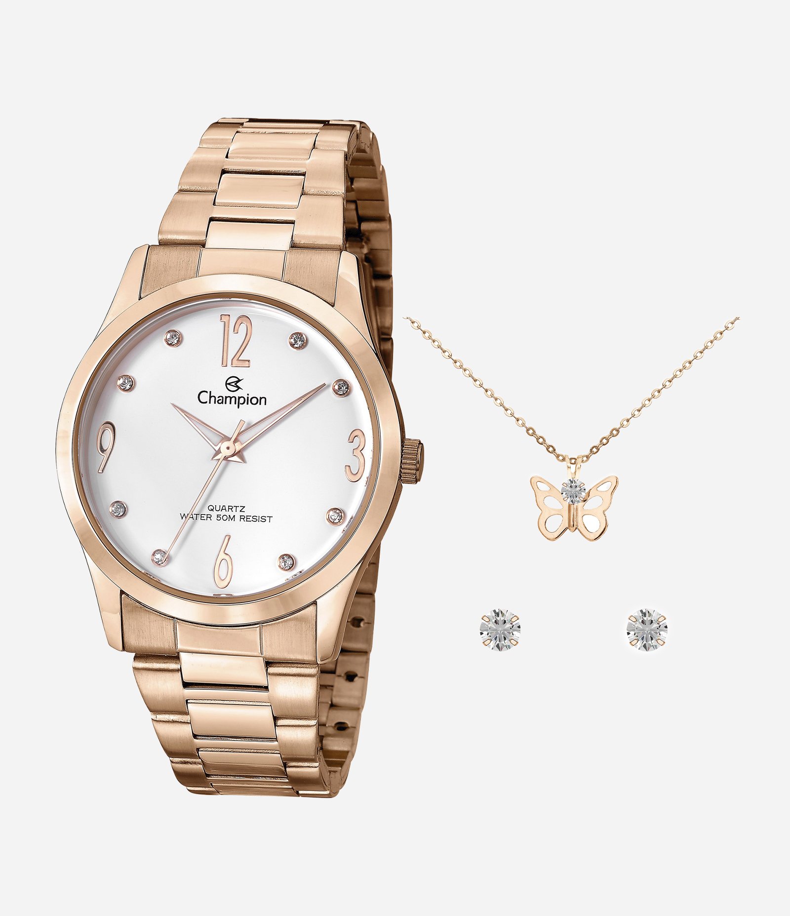 Kit Relógio Champion Feminino Analógico  Rose Gold 3
