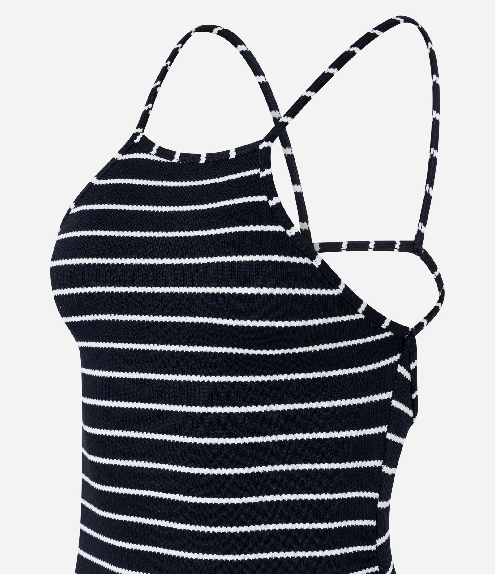 Blusa em Viscose com Textura Canelada e Costas Abertas Preto/ Branco 6