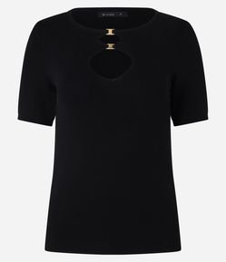 Blusa Ajustada em Tricô com Aberturas Afiveladas