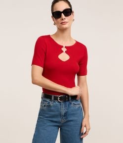 Blusa Ajustada em Tricô com Aberturas Afiveladas