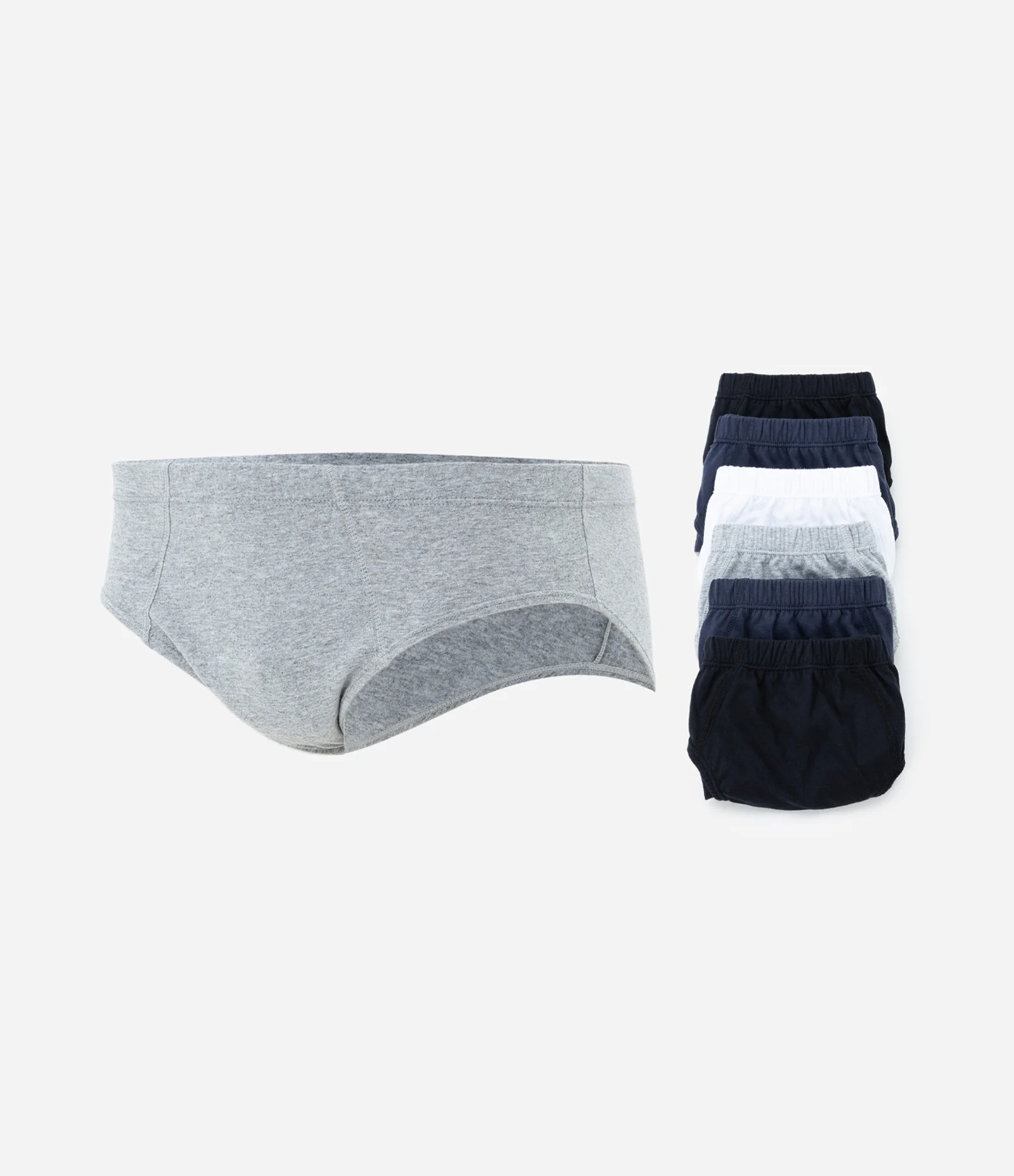 Kit 07 Cuecas Selene Slip em Algodão Cinza/Branco/Azul/Preto 1