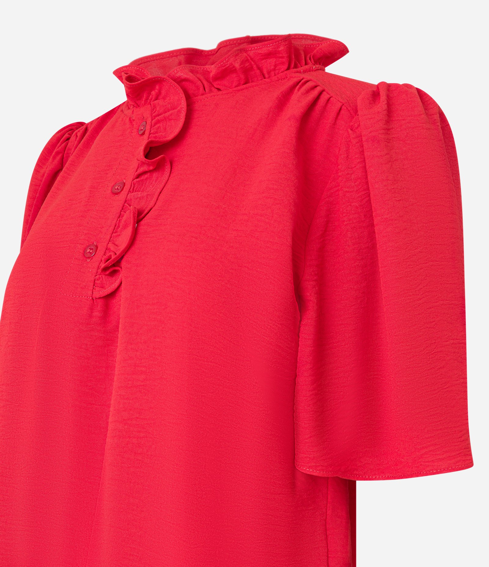 Blusa com Gola Babado e Mangas Bufantes Vermelho 6
