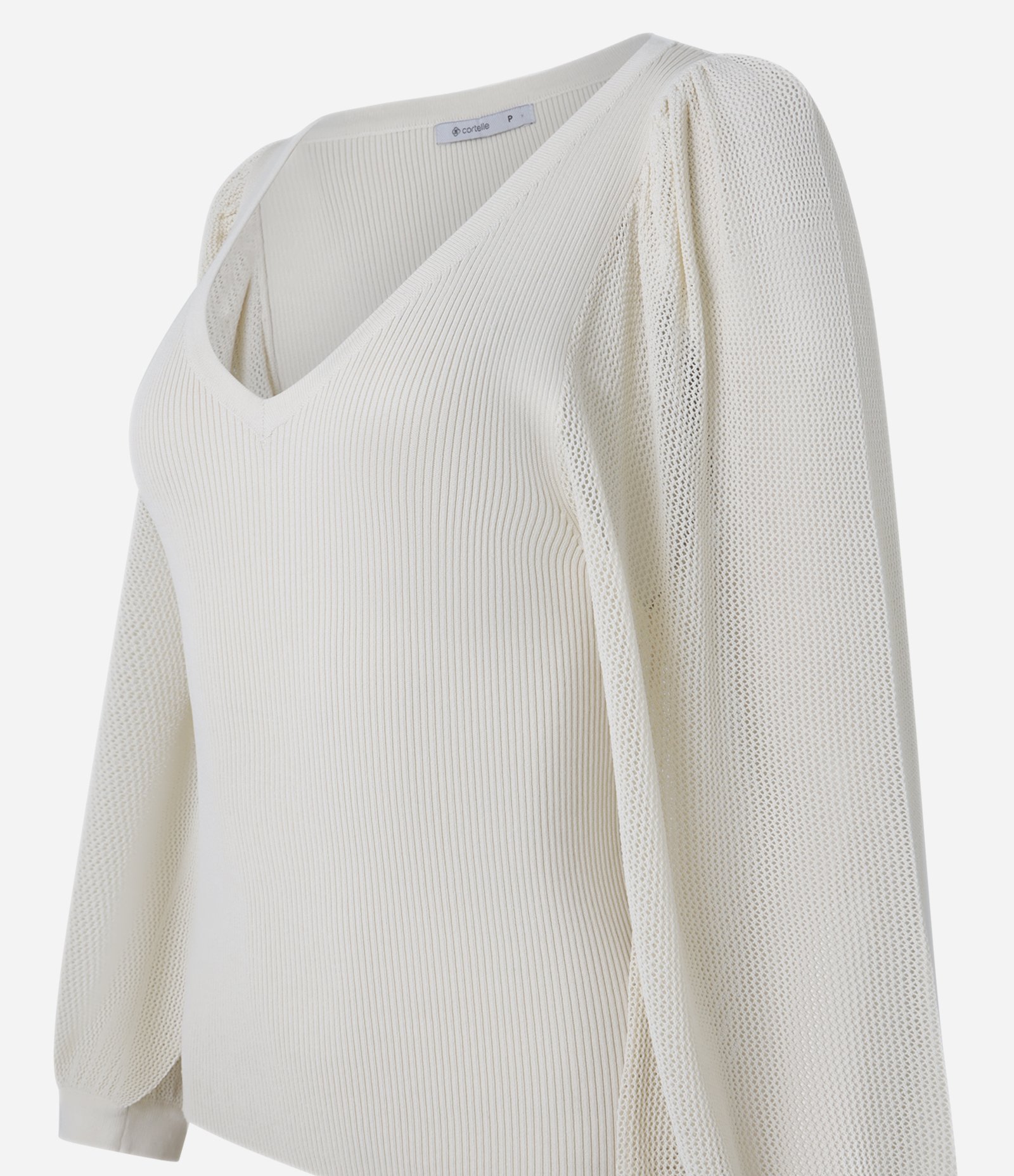 Blusa em Tricô com Decote V e Manga Longa Ampla Off White 6