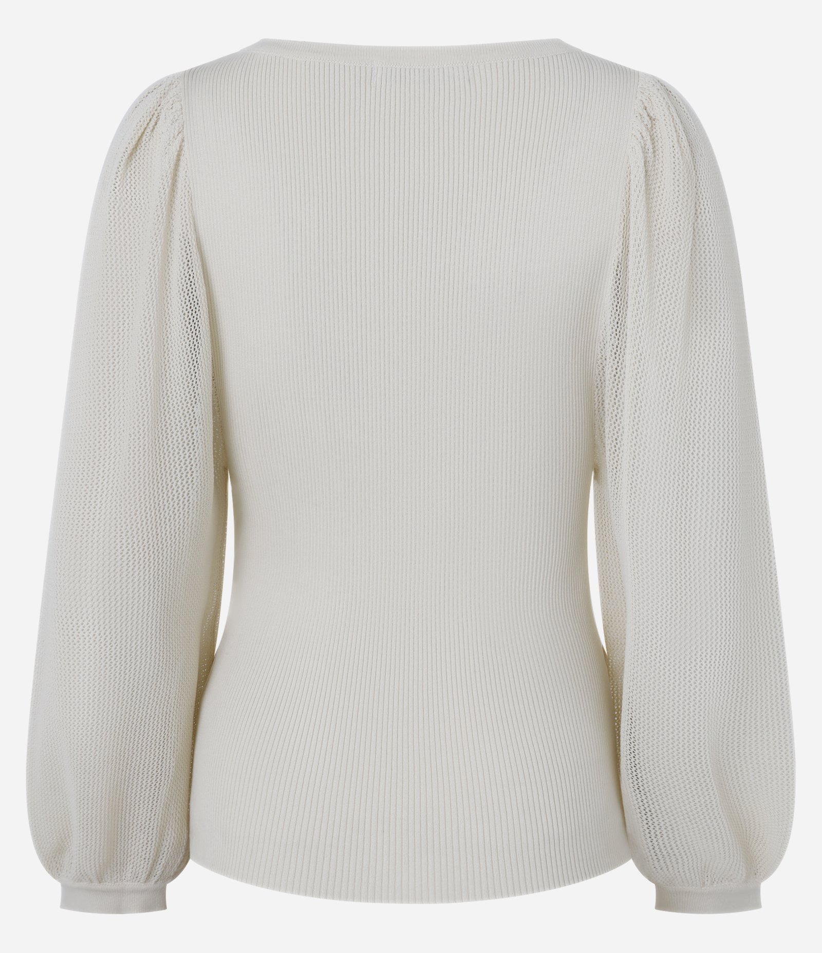 Blusa em Tricô com Decote V e Manga Longa Ampla Off White 7