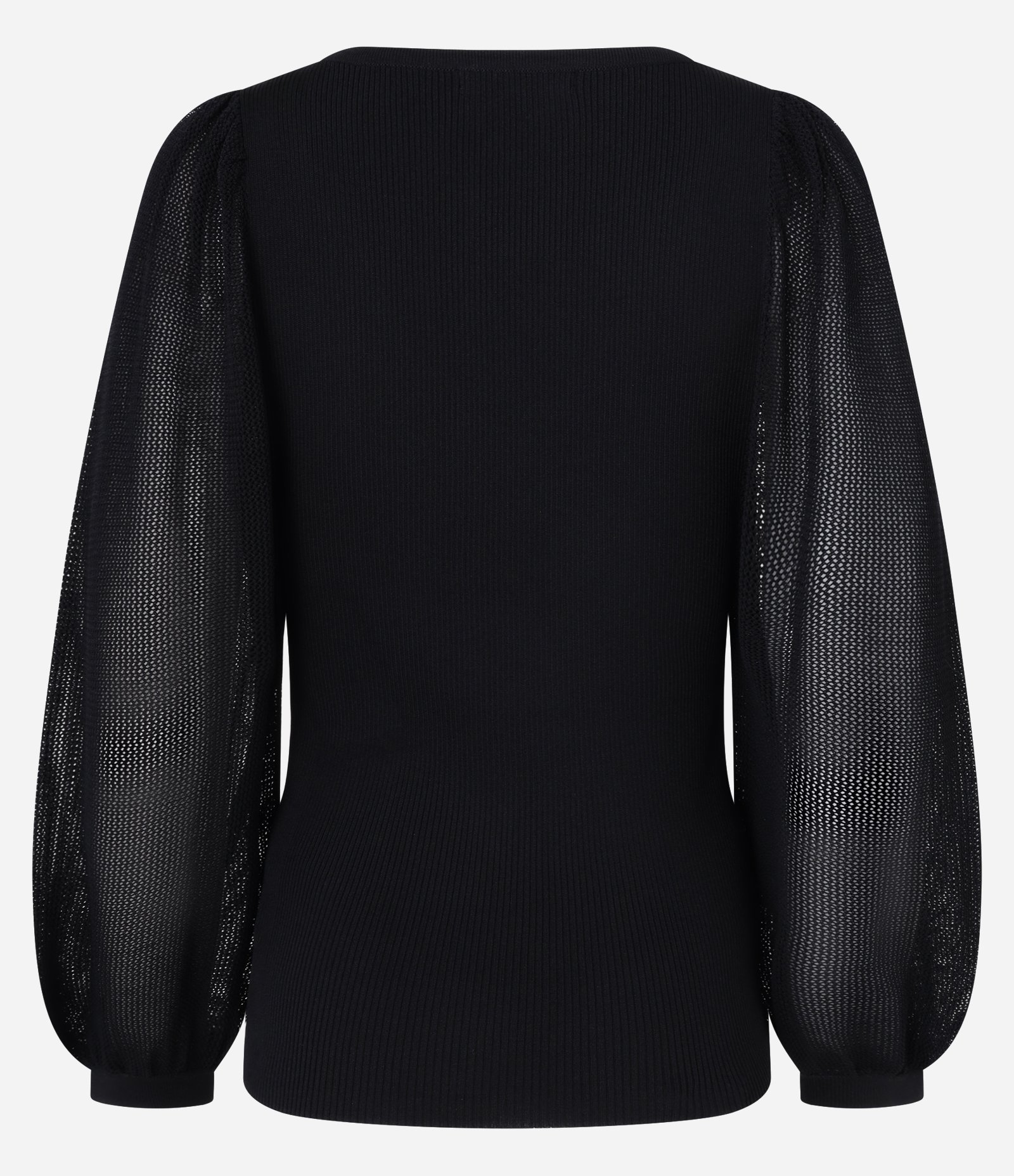 Blusa em Tricô com Decote V e Manga Longa Ampla Preto 7