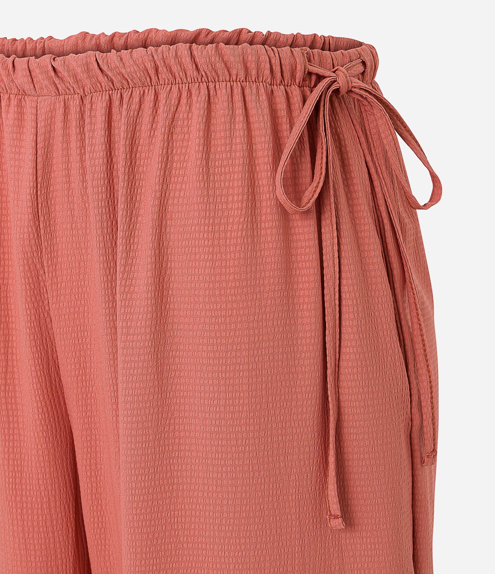 Calça Reta em Crepe com Amarração no Cós Laranja Telha 6