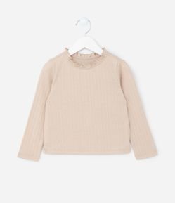 Blusa Infantil com Textura e Babado na Gola - Tam 1 a 5 Anos