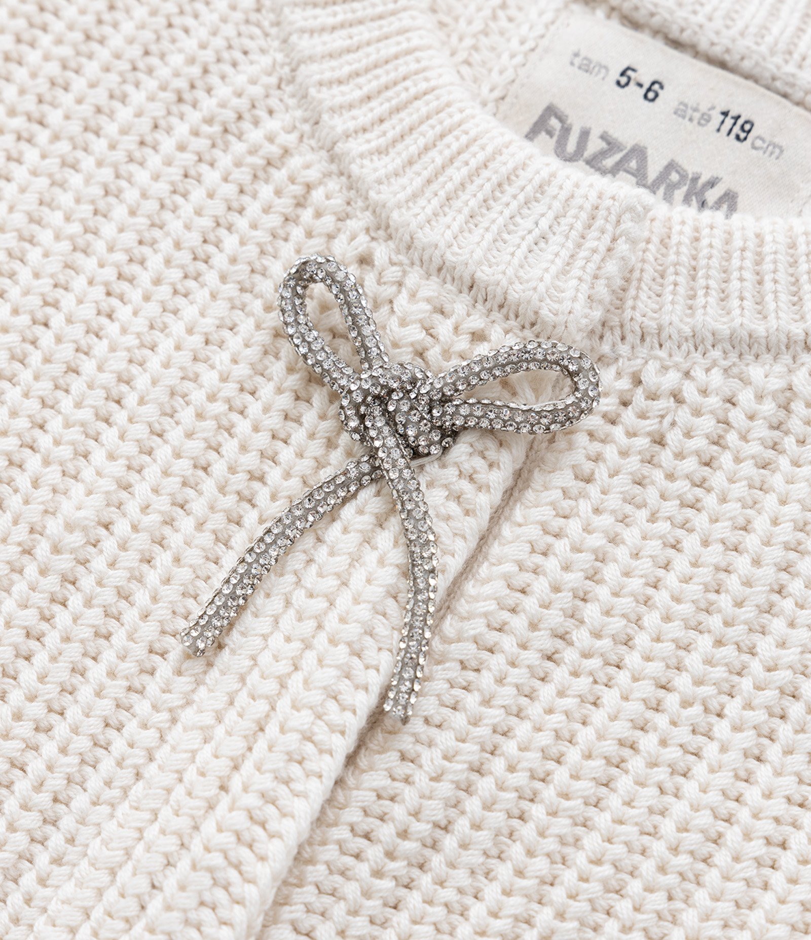 Cardigan Infantil em Tricô com Lacinhos Brilhantes - Tam 5 a 14 Anos Bege 7