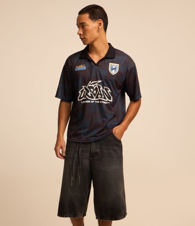 Bermuda Baggy Jeans com Cinto Amarração