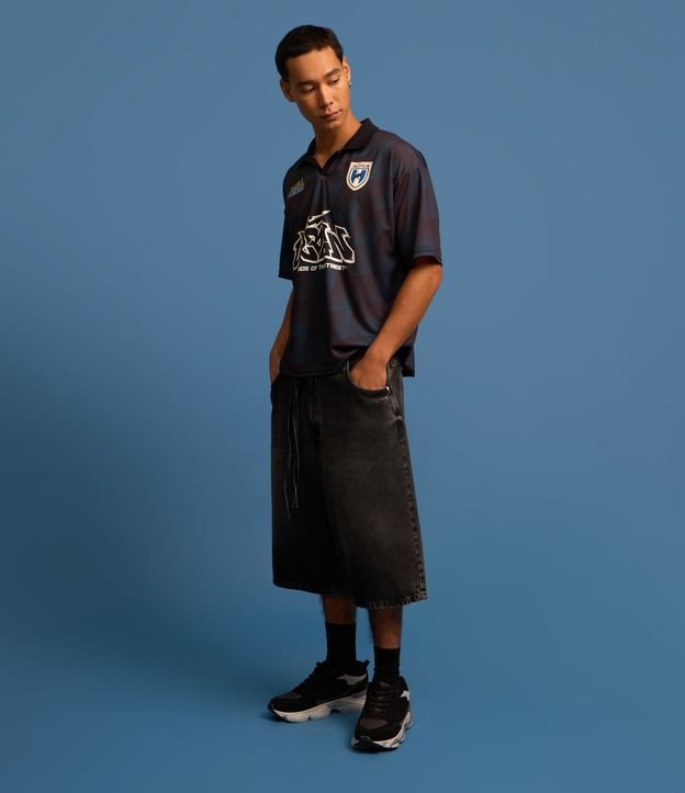 Bermuda Baggy Jeans com Cinto Amarração