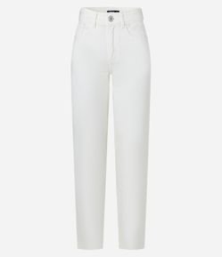 Calça Slim em Sarja com Elastano e Fenda na Barra