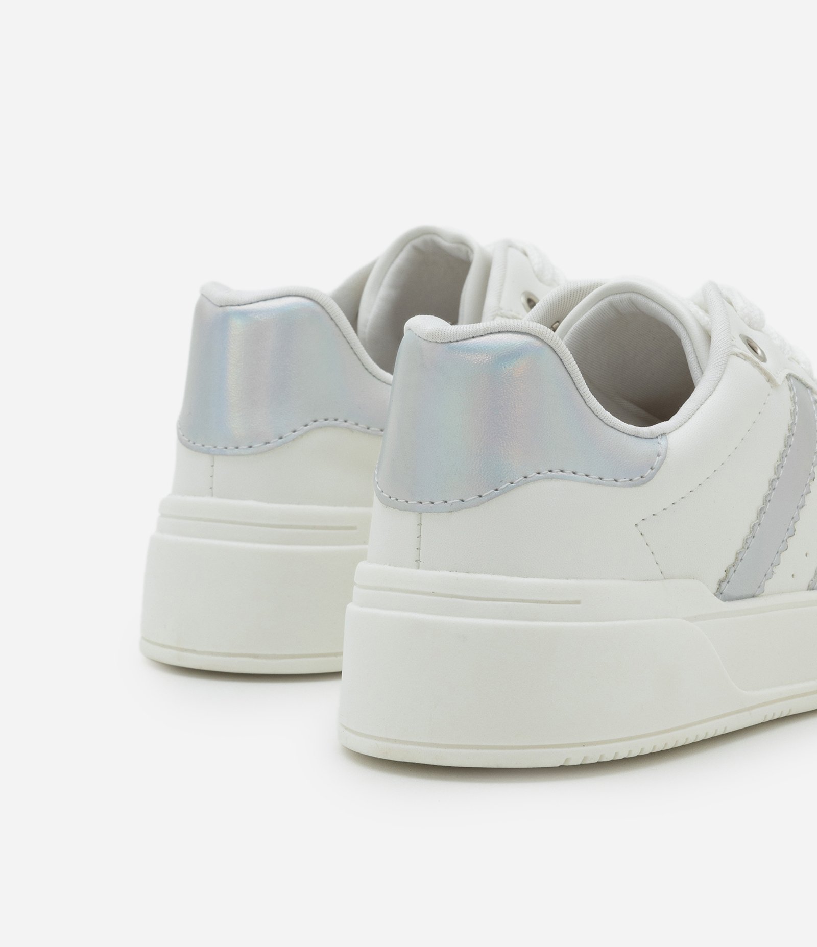 Tênis Infantil em PU com Recortes Holográficos - Tam 29 a 36 Branco 4