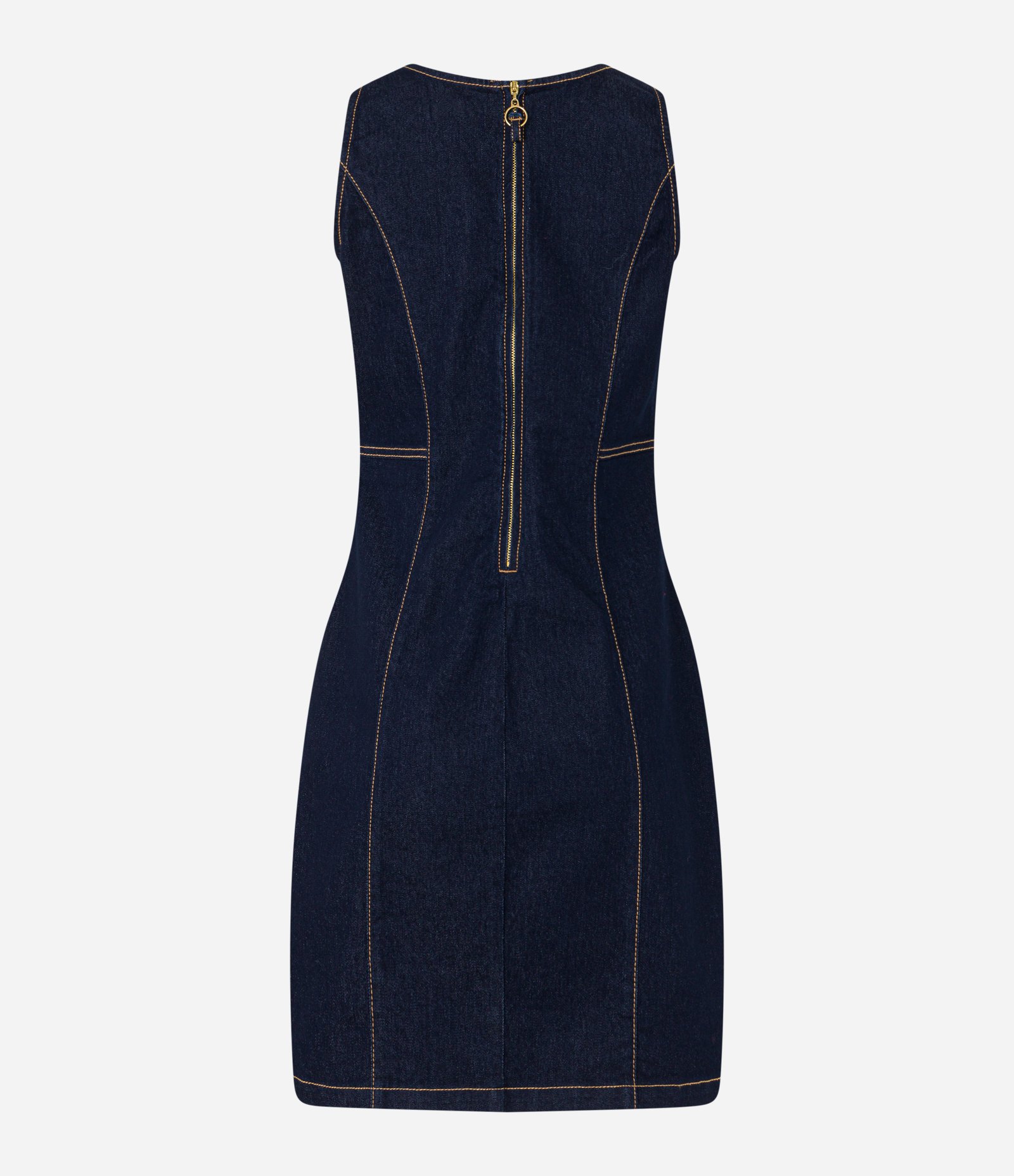 Vestido sem Manga em Jeans com Recorte e Zíper Azul 6