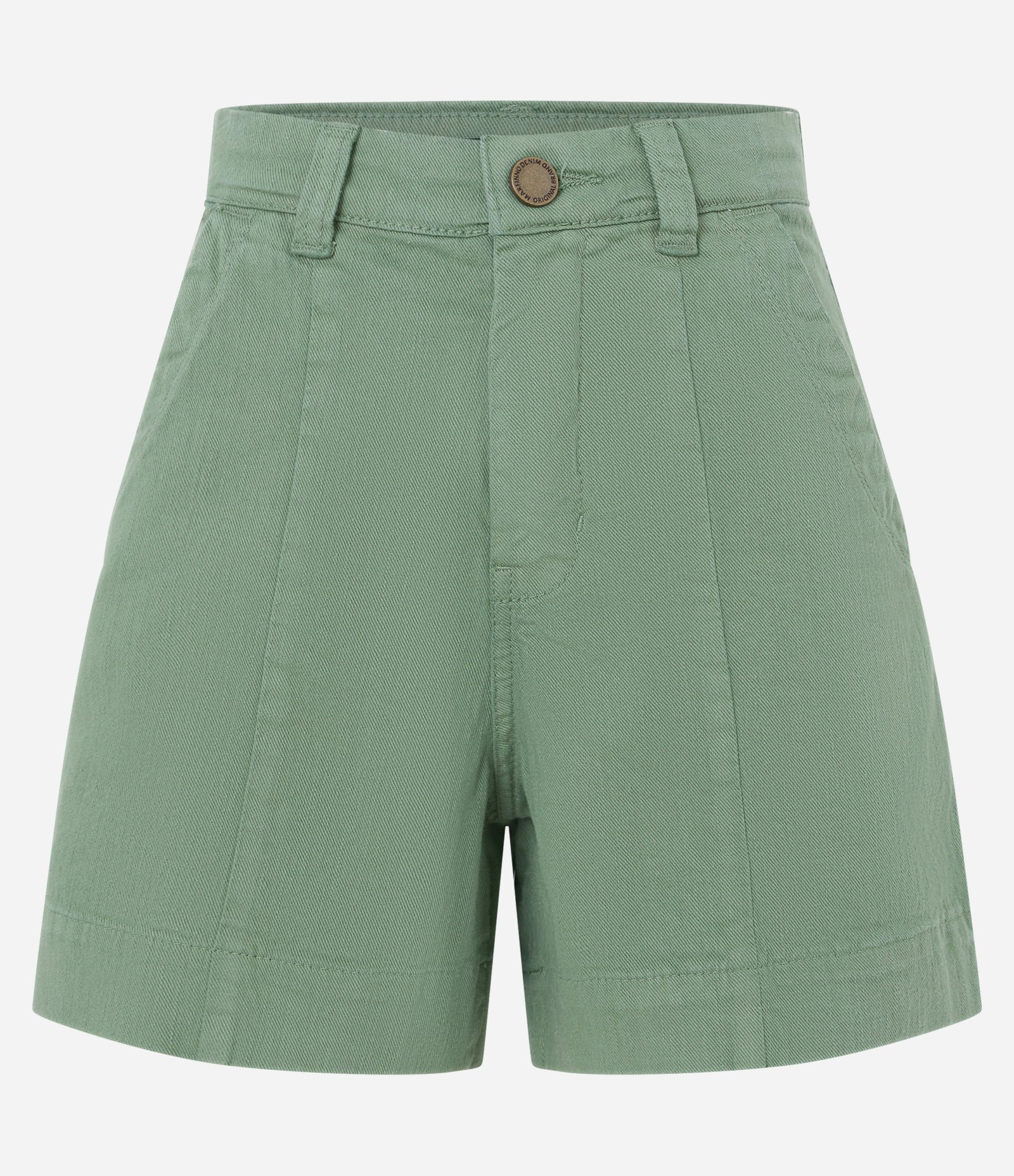 Short Cintura Alta em Sarja com Costura Aparente Verde 5