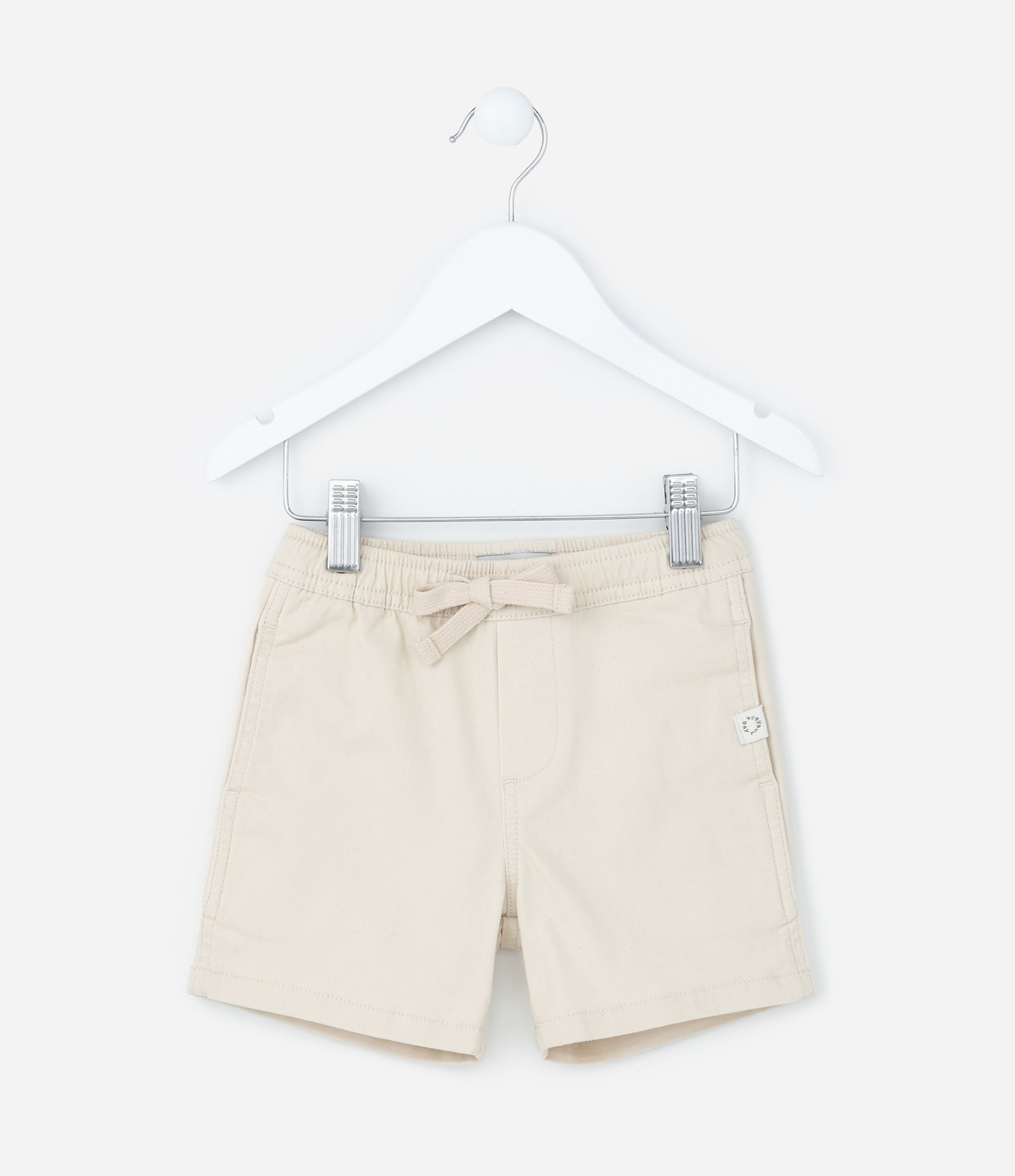 Bermuda Infantil em Sarja com Cós Elástico e Etiqueta no Bolso - Tam 1 a 5 Anos Bege 1