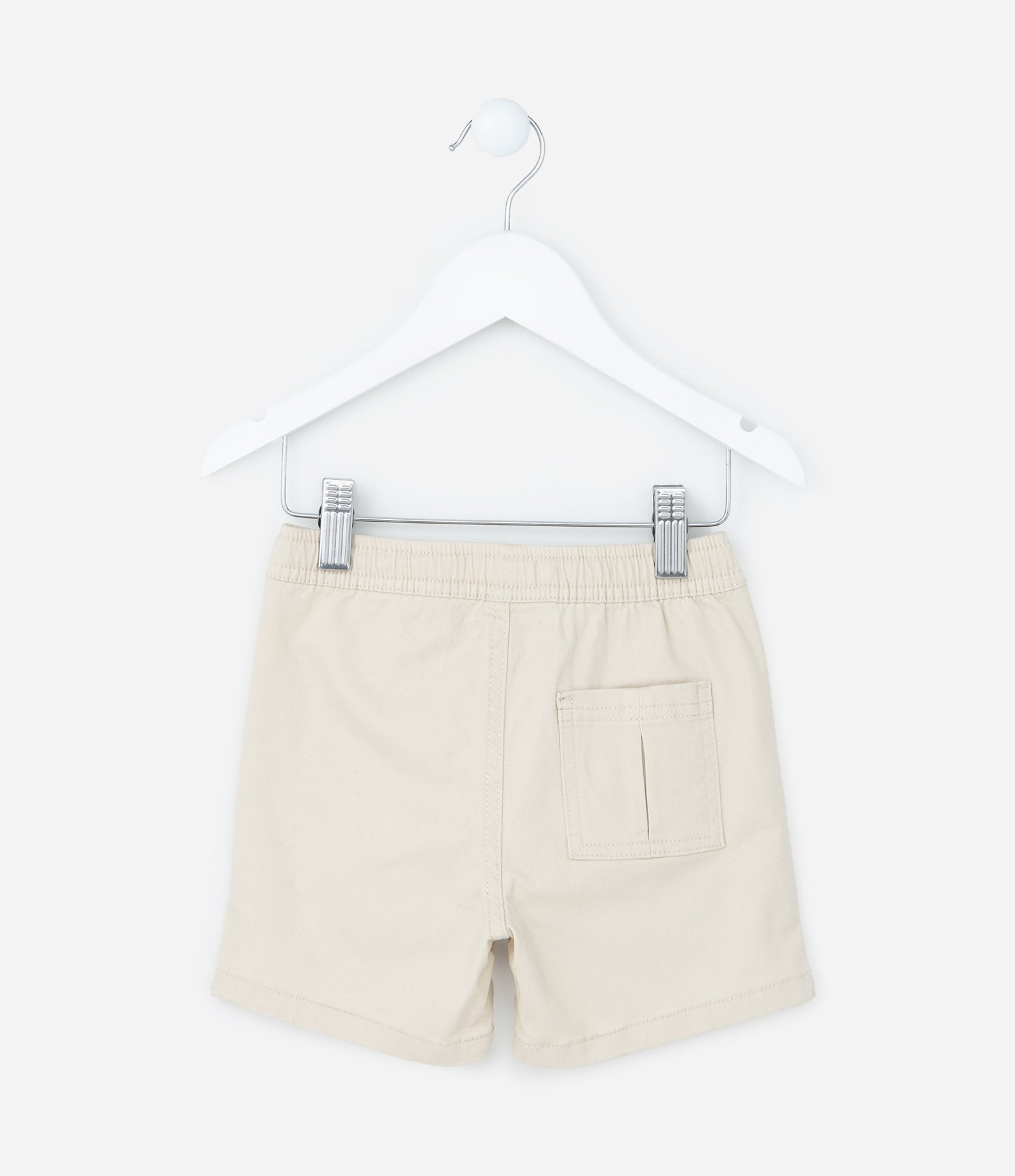 Bermuda Infantil em Sarja com Cós Elástico e Etiqueta no Bolso - Tam 1 a 5 Anos Bege 2