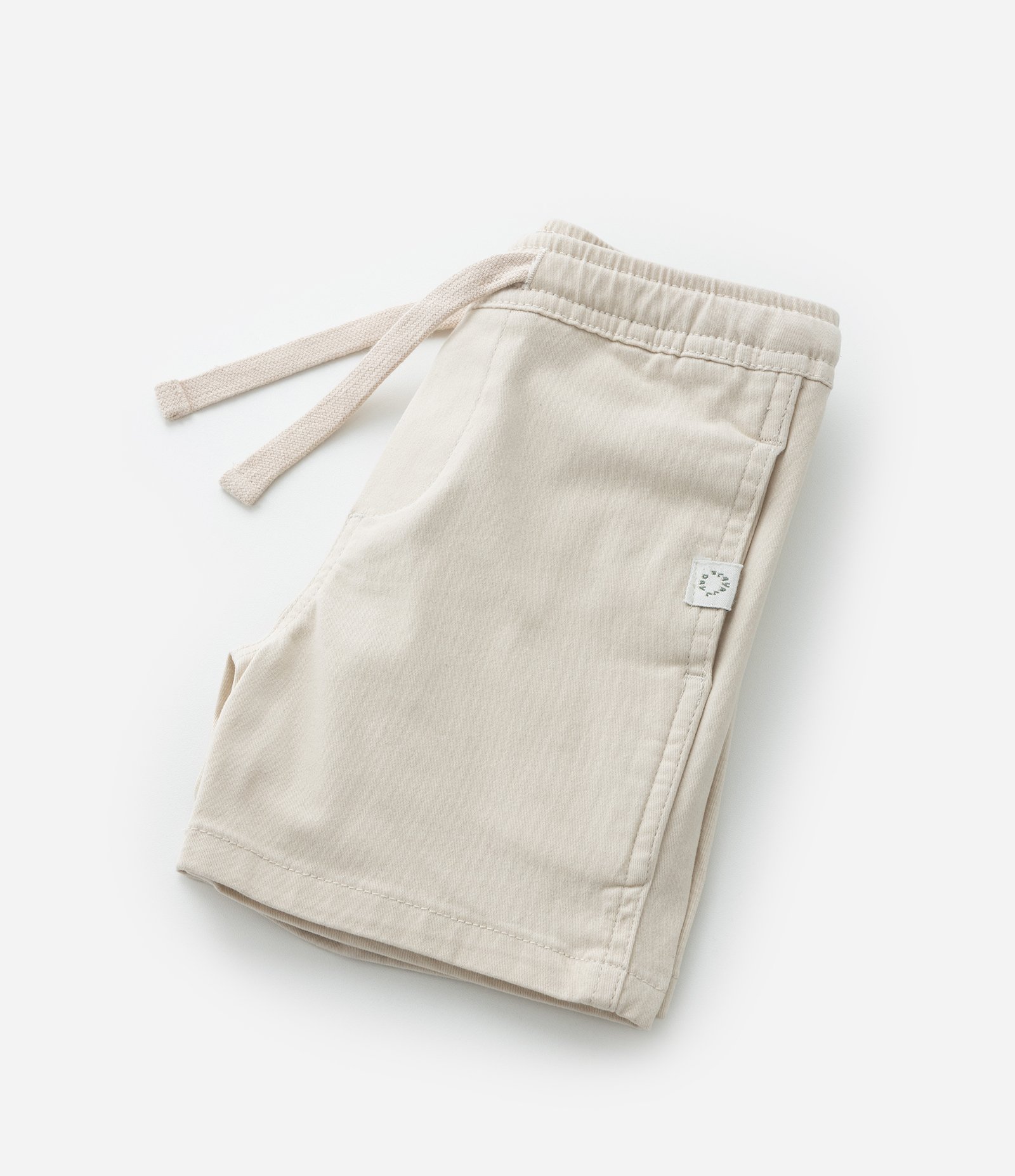 Bermuda Infantil em Sarja com Cós Elástico e Etiqueta no Bolso - Tam 1 a 5 Anos Bege 3