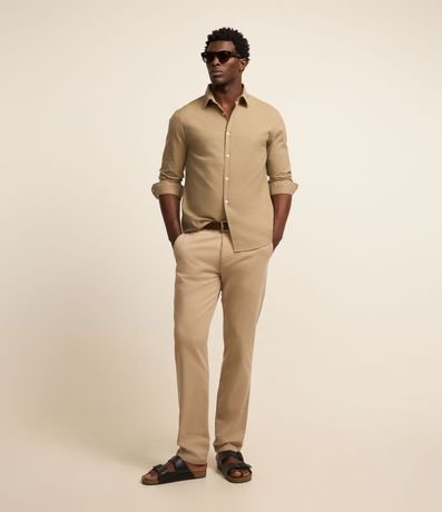 Calça Slim em Sarja com Lavagem Estonada Menor preço em Calça Slim em Sarja com Lavagem Estonada