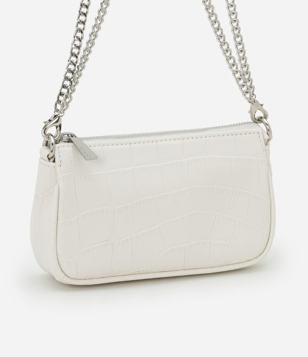 Bolsa Baguete Pequena em PU com Textura Croro com Alça Curta