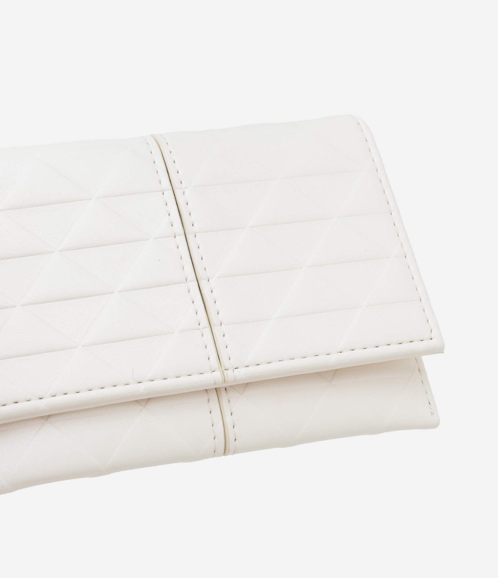 Carteira Envelope em PU com Costura Aparente Branco 3