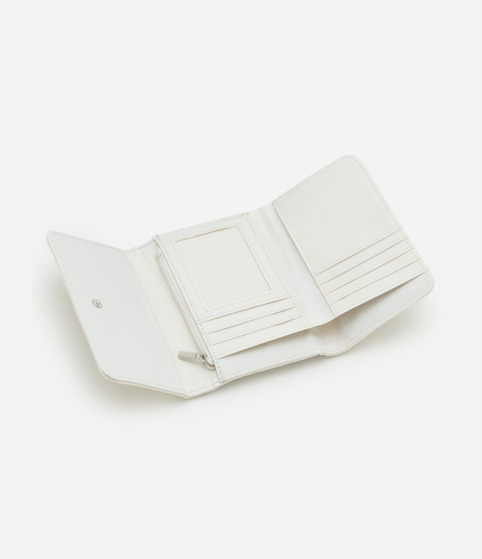 Carteira Envelope Média com Textura Croco Off White 5