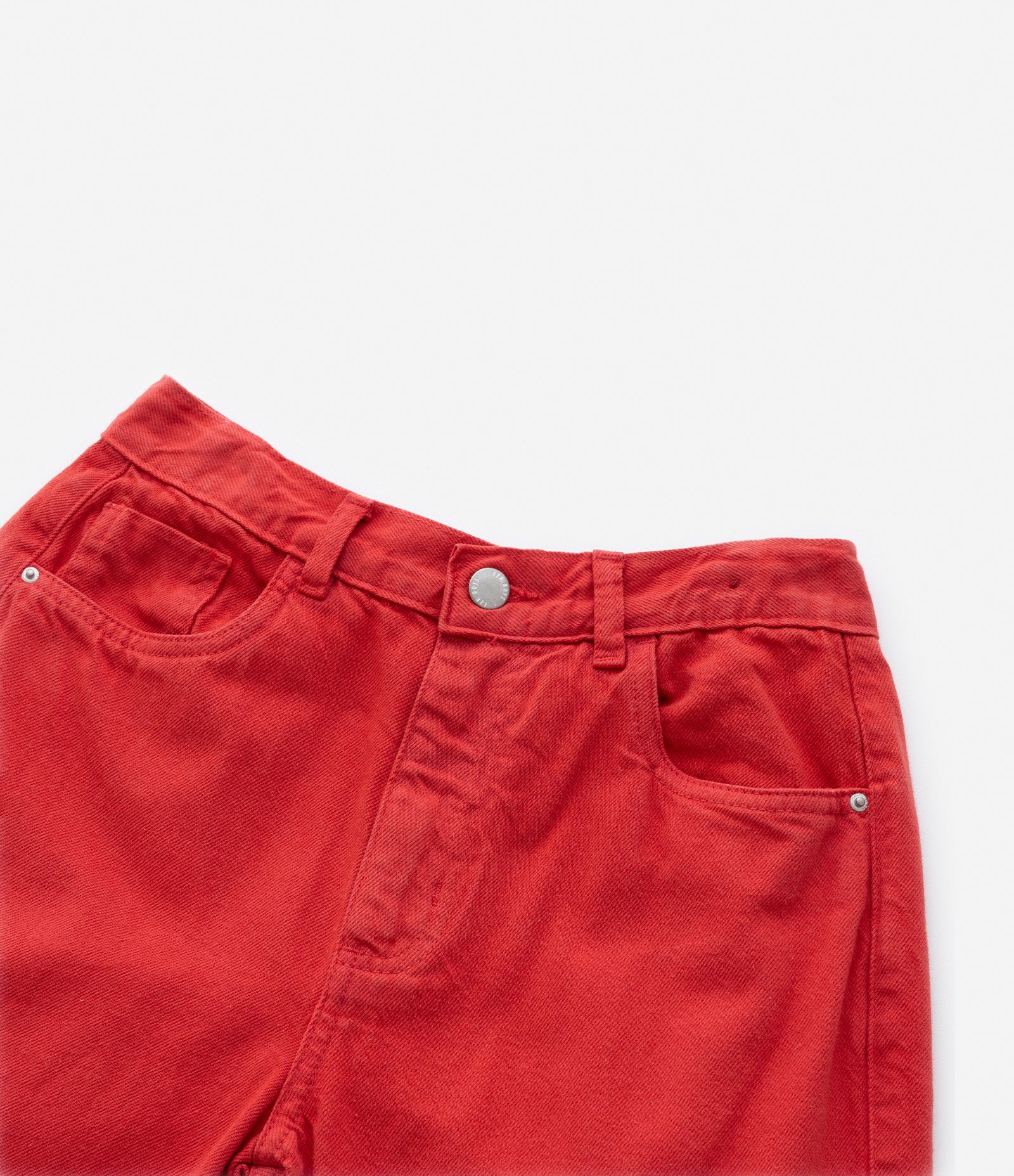 Calça Infantil em Jeans com Bolsos Cargo - Tam 5 A 14  Anos Vermelho 5