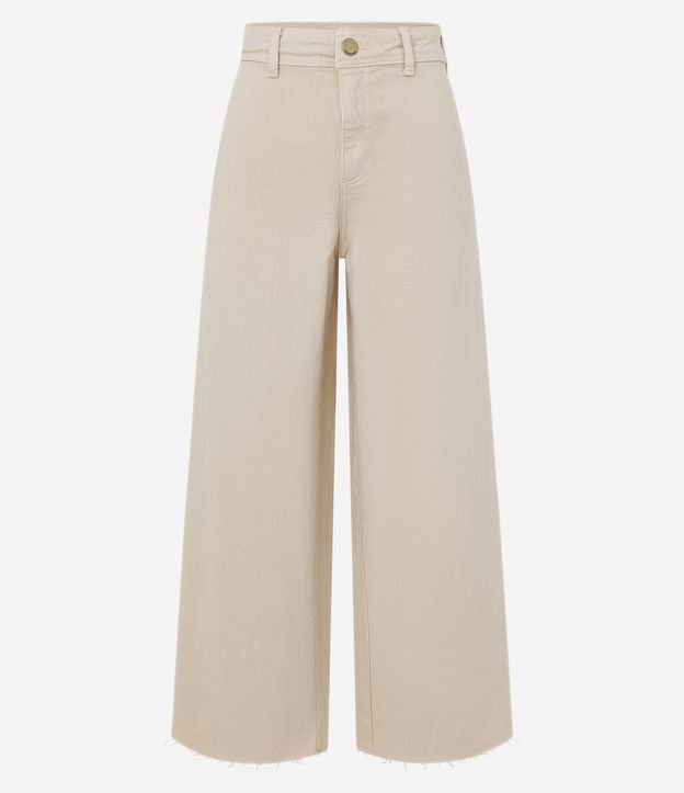 Calça Wide Leg em Sarja com Elastano