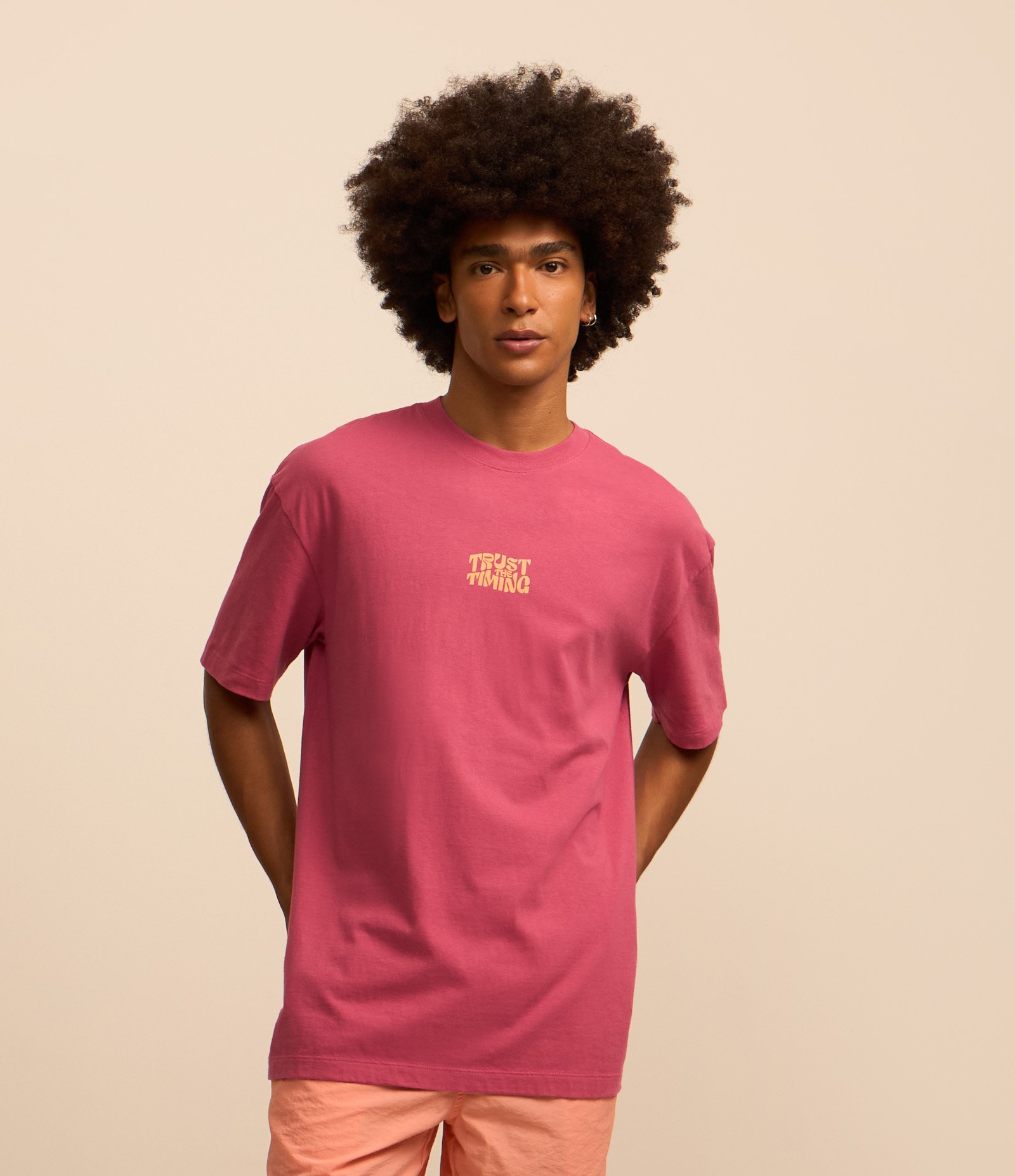 Camiseta Relaxed em Algodão com Estampa Lettering Rosa 3