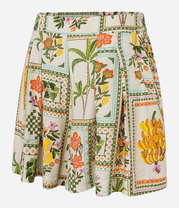 Short Godê em Viscose com Estampa Floral e Pregas