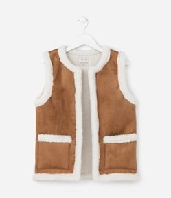 Colete Infantil com Detalhes em Sherpa - Tam 5 a 14 Anos