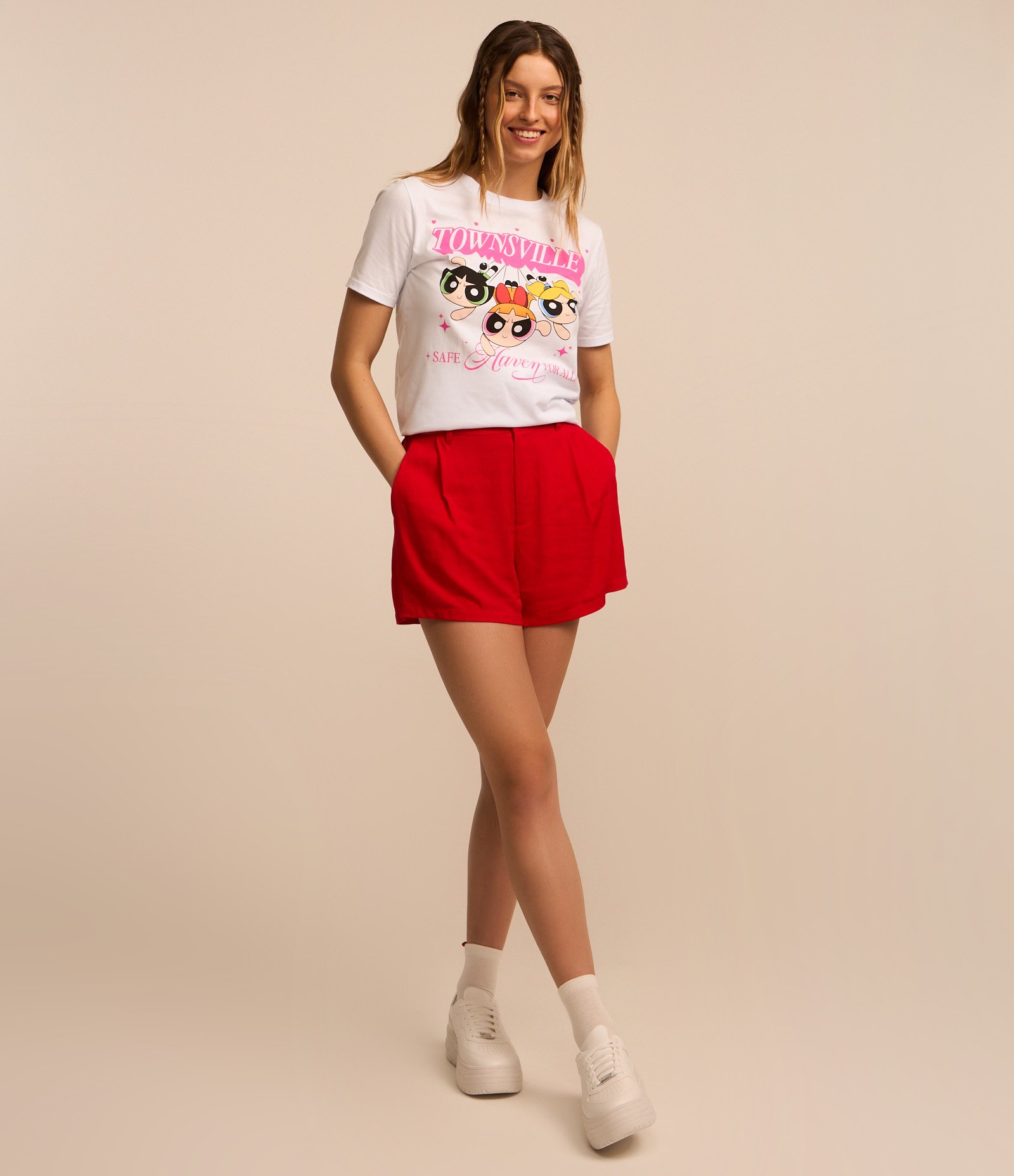 Camiseta Alongada em Algodão com Estampa Meninas Super Poderosas Townsville Branco 2