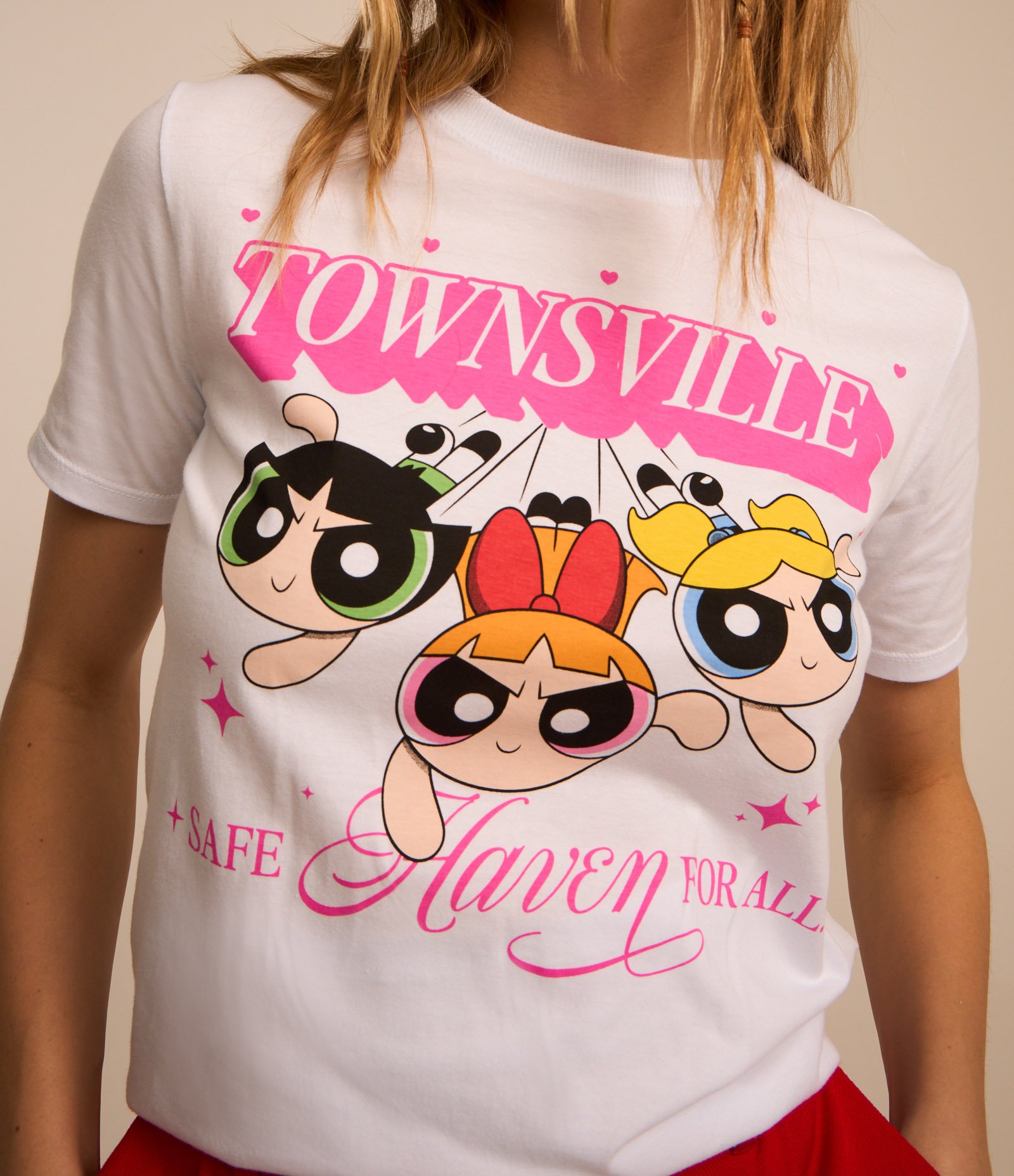 Camiseta Alongada em Algodão com Estampa Meninas Super Poderosas Townsville Branco 3