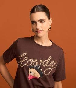 Camiseta Alongada em Algodão com Estampa Howdy